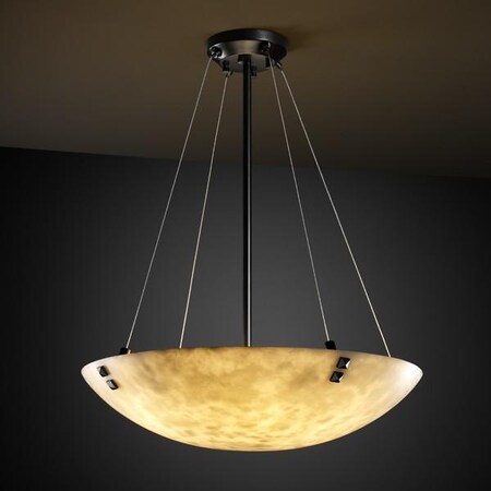 Justice Design CLD-9667-35-NCKL-F3 Justice Design Group - Clouds Collection - CLD-9667 - Finials 48" Pendant Bowl - Round Bowl - Pair of Square with Point Finials Finials FamilyCollection